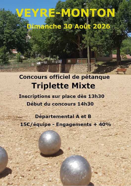 Concours de pétanque Officiel - Lieu à définir (63)