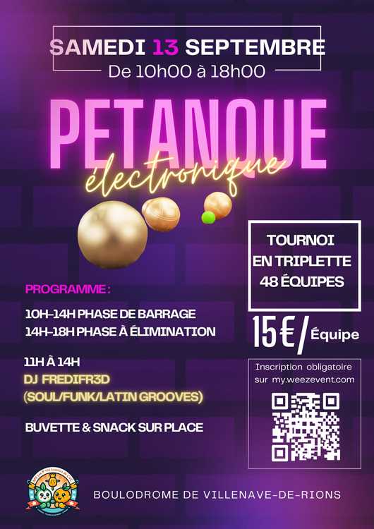 Concours en Triplette Mixte le 13 septembre 2025 - Villenave-de-Rions - 33550