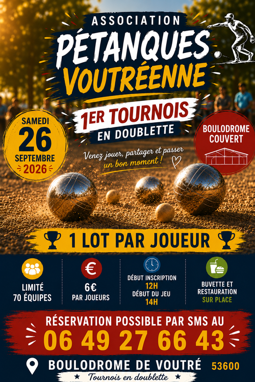 Concours en Doublette le 26 septembre 2026 - Voutré - 53600