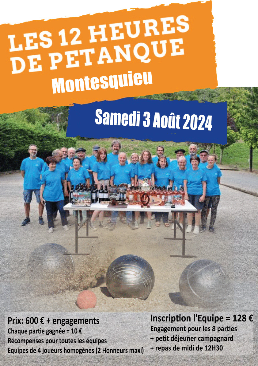 12H de Pétanque de Montesquieu - Evènement du club de pétanque Pétanque-Club de Montesquieu