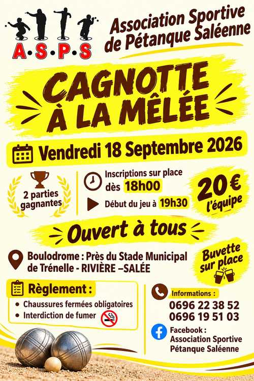 A la mêlée - Evènement du club de pétanque ASSOCIATION SPORTIVE DE PETANQUE SALEENNE ( A.S.P.S)
