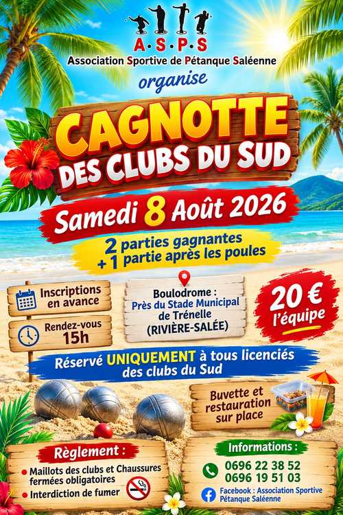 Cagnotte vacances 2026 des clubs du sud - Evènement du club de pétanque ASSOCIATION SPORTIVE DE PETANQUE SALEENNE ( A.S.P.S)