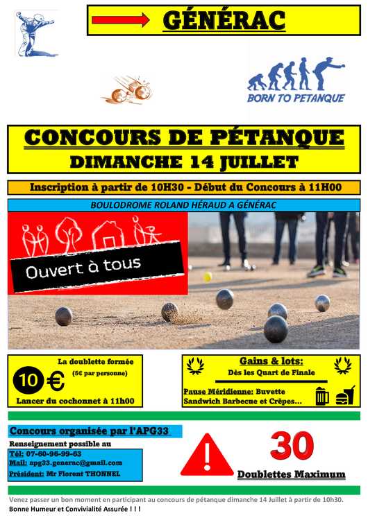 Concours de Pétanque - Evènement du club de pétanque APG33