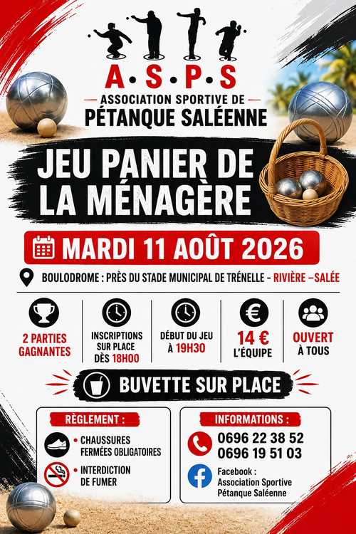 Le rendez-vous du mardi - Evènement du club de pétanque ASSOCIATION SPORTIVE DE PETANQUE SALEENNE ( A.S.P.S)