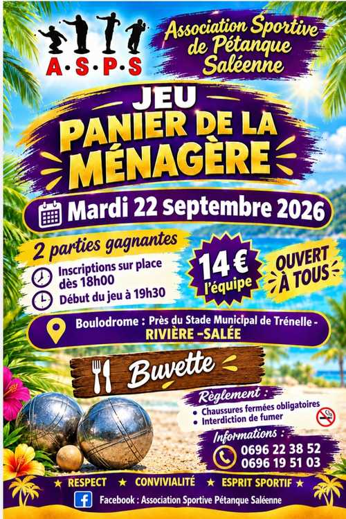 Le rendez-vous du mardi - Evènement du club de pétanque ASSOCIATION SPORTIVE DE PETANQUE SALEENNE ( A.S.P.S)