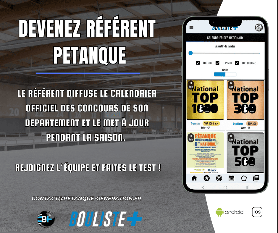 Devenez référent de l'application pétanque Bouliste+