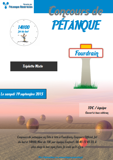 Affiche de concours de pétanque personnalisée en format pdf
